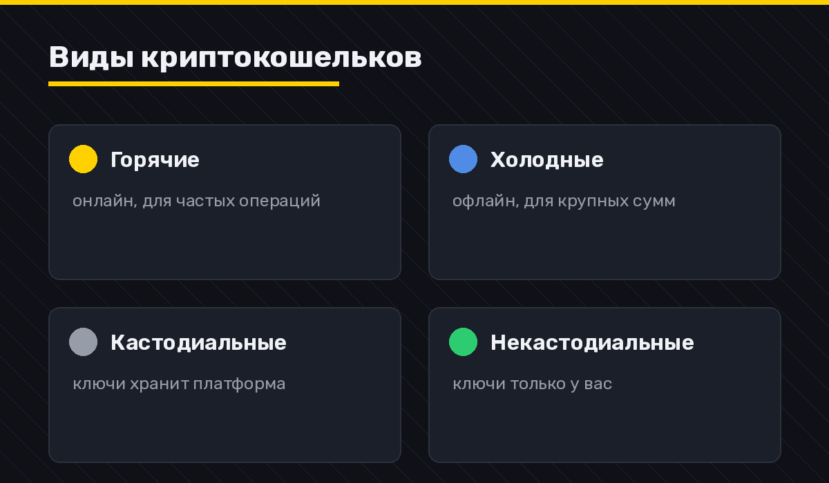 Виды криптокошельков: горячие, холодные, кастодиальные, некастодиальные